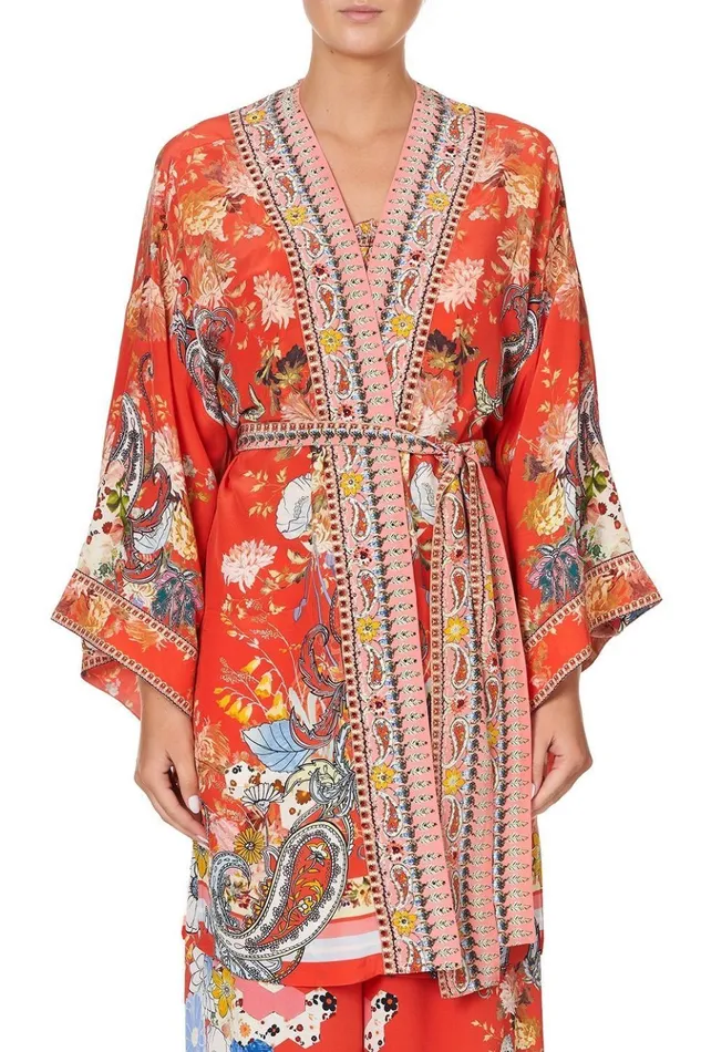 Women Kimonos Camilla Kimono With Tie Belt Paisley In Patches
