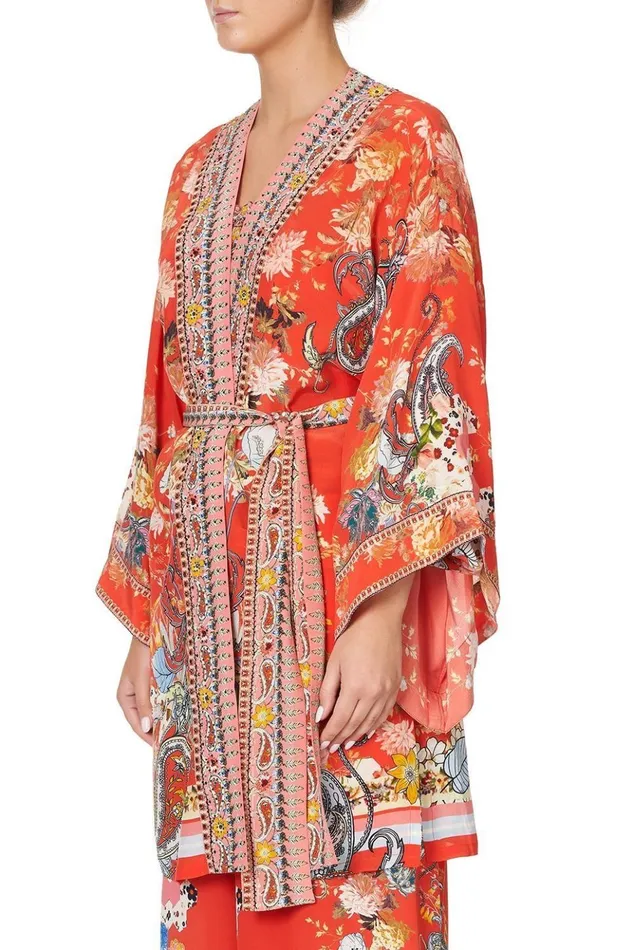Women Kimonos Camilla Kimono With Tie Belt Paisley In Patches