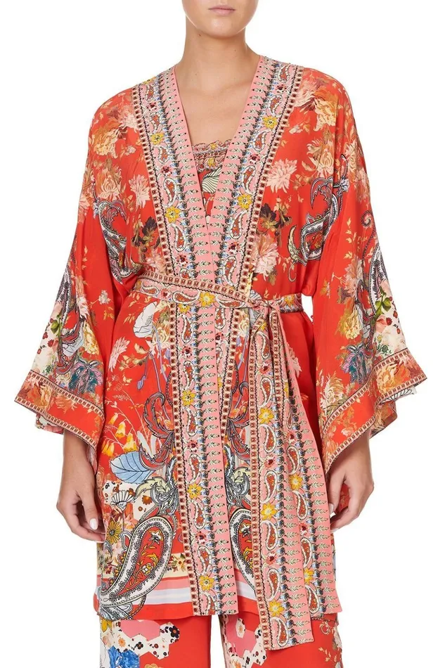 Women Kimonos Camilla Kimono With Tie Belt Paisley In Patches