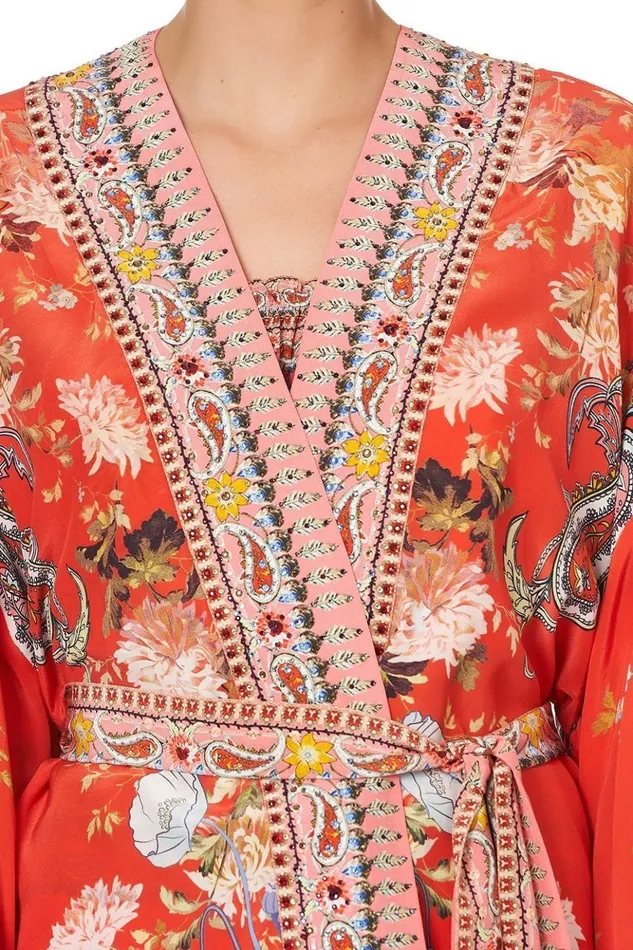 Women Kimonos Camilla Kimono With Tie Belt Paisley In Patches