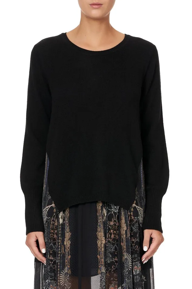 Women Knitwear Camilla Knit Jumper With Silk Godet Son Of Seven Queens