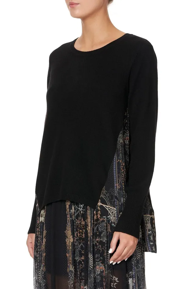 Women Knitwear Camilla Knit Jumper With Silk Godet Son Of Seven Queens