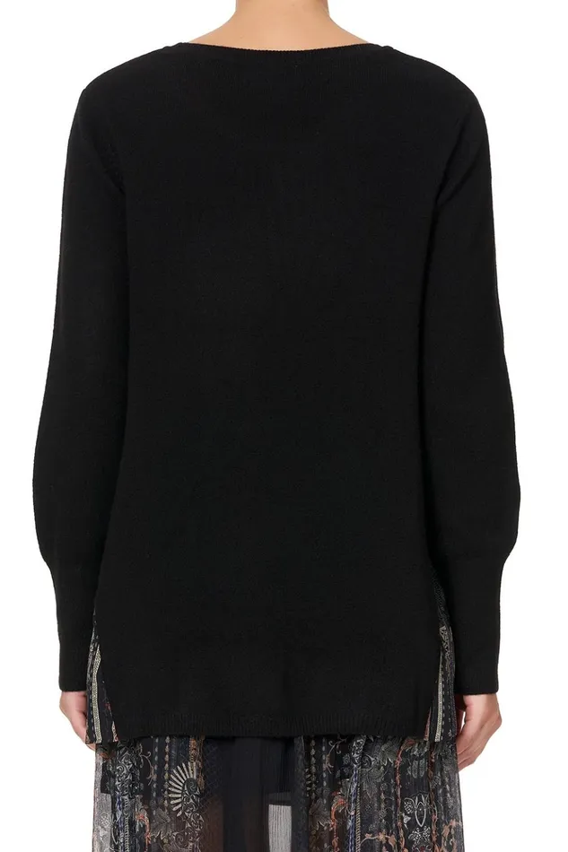 Women Knitwear Camilla Knit Jumper With Silk Godet Son Of Seven Queens