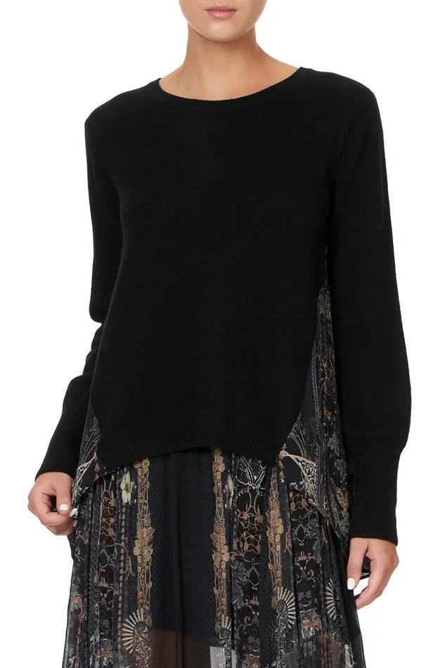 Women Knitwear Camilla Knit Jumper With Silk Godet Son Of Seven Queens