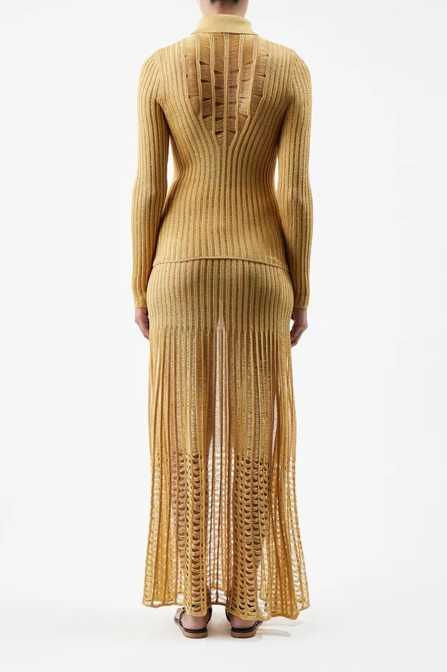 Women Knitwear Gabriela Hearst Althea Knit Skirt In Gold Shappe Silk
