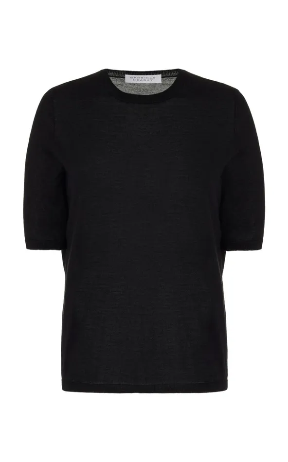 Women Knitwear Gabriela Hearst Brunner Knit TShirt In Black Cashmere Silk