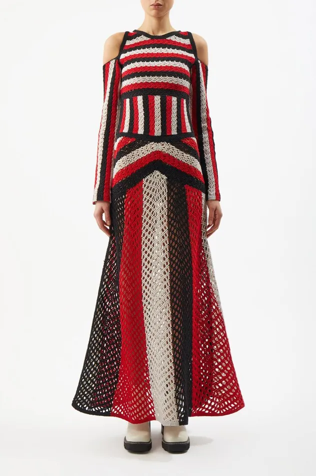 Women Knitwear Gabriela Hearst Carr Macrame Dress In Red Multi Wool