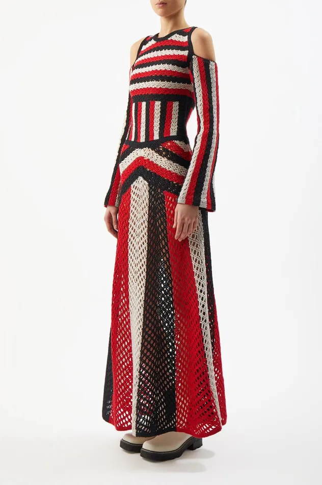 Women Knitwear Gabriela Hearst Carr Macrame Dress In Red Multi Wool