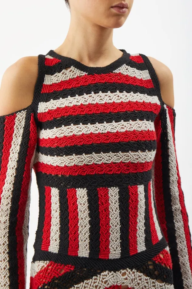 Women Knitwear Gabriela Hearst Carr Macrame Dress In Red Multi Wool