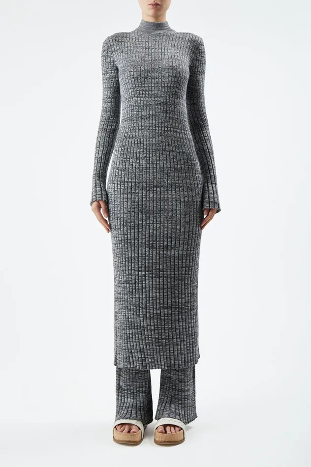 Women Knitwear Gabriela Hearst Castor Knit Dress In Charcoal Melange Cashmere