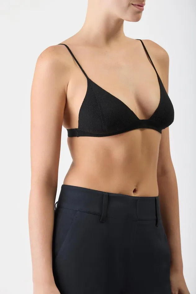 Women Knitwear Gabriela Hearst Chevier Knit Bra In Black Merino Wool