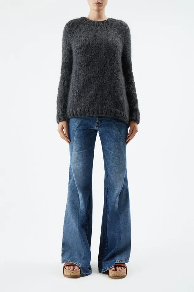 Women Knitwear Gabriela Hearst Clarissa Knit Sweater In Charcoal Welfat Cashmere