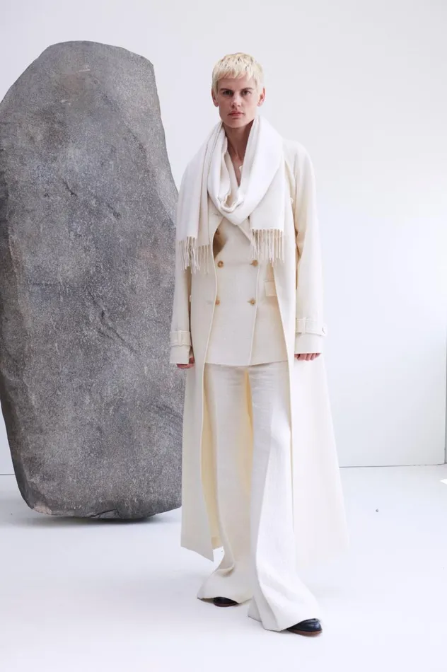 Women Knitwear Gabriela Hearst Evan Knit Trench Coat In Ivory Wool