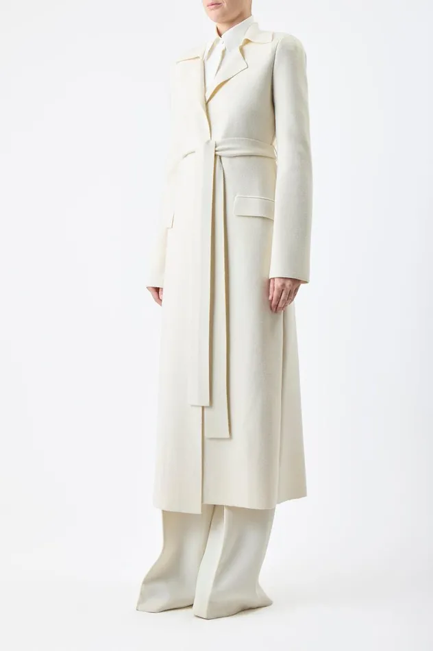 Women Knitwear Gabriela Hearst Evan Knit Trench Coat In Ivory Wool