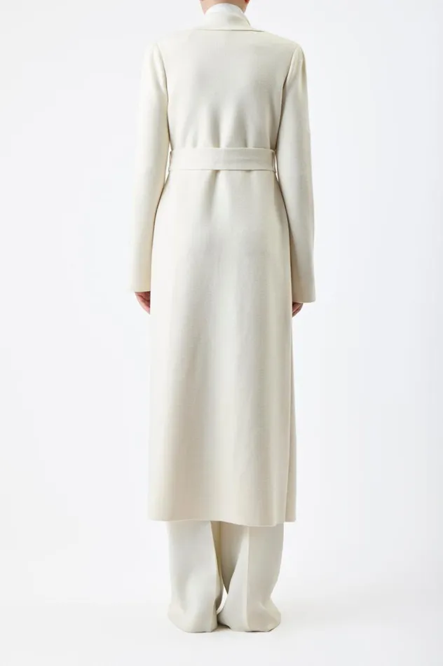 Women Knitwear Gabriela Hearst Evan Knit Trench Coat In Ivory Wool