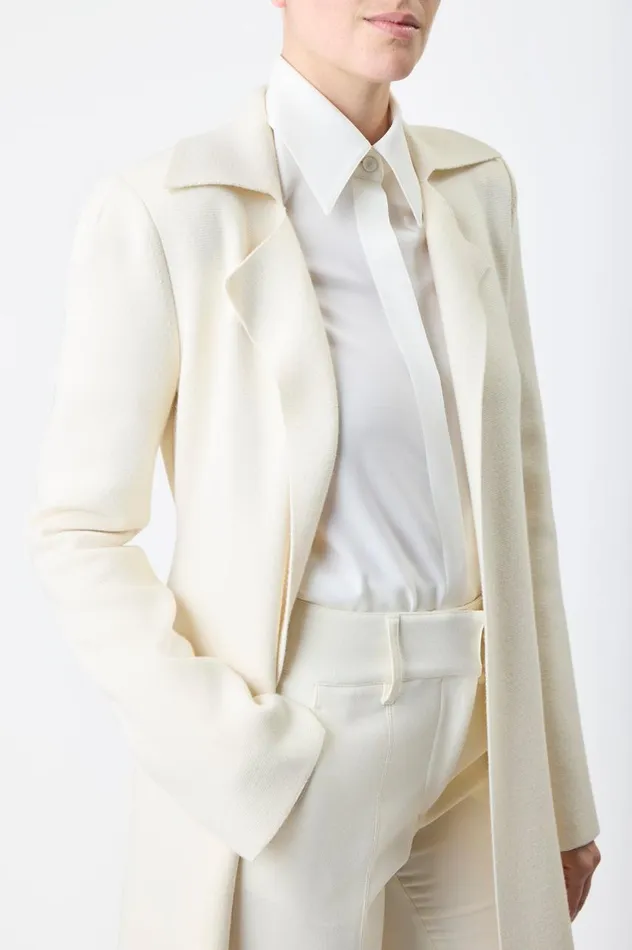 Women Knitwear Gabriela Hearst Evan Knit Trench Coat In Ivory Wool