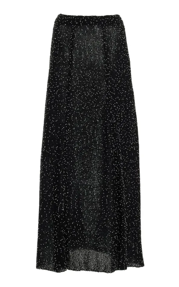 Women Knitwear Gabriela Hearst Floris Knit Skirt In Black Beaded Silk