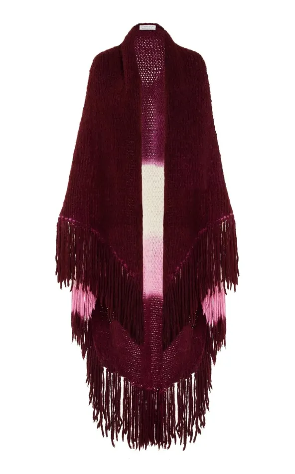 Women Knitwear Gabriela Hearst Lauren Knit Wrap In Dip Dye Bordeaux Multi Welfat Cashmere