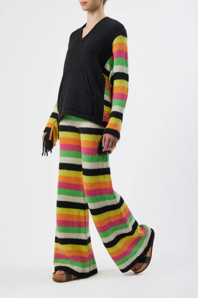 Women Knitwear Gabriela Hearst Liu Knit Pant In Multi Striped Cashmere