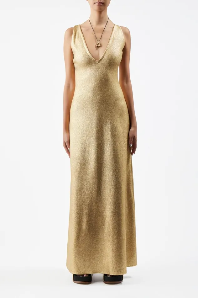 Women Knitwear Gabriela Hearst Melitta Knit Dress In Gold Merino Wool