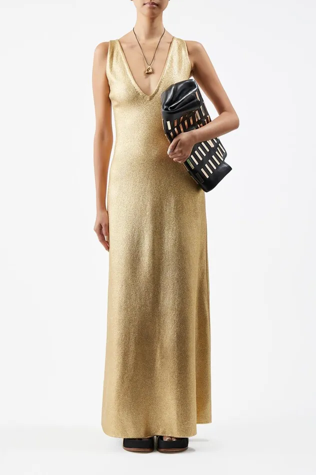 Women Knitwear Gabriela Hearst Melitta Knit Dress In Gold Merino Wool