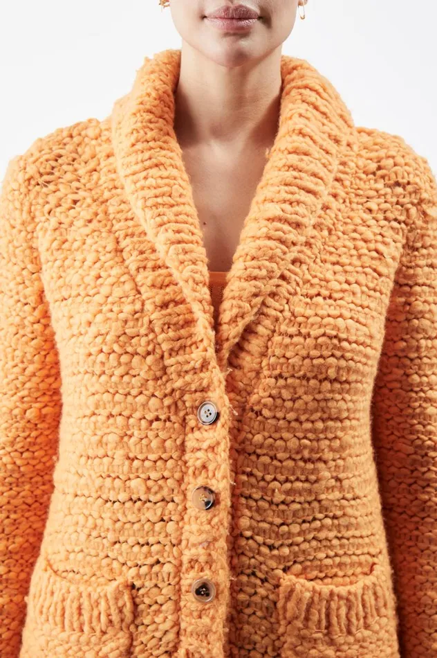 Women Knitwear Gabriela Hearst Moses Knit Cardigan In Fluorescent Orange Welfat Cashmere