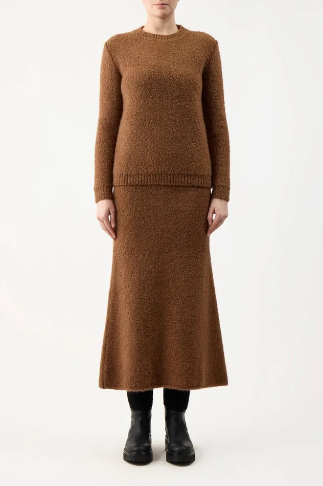 Women Knitwear Gabriela Hearst Pablo Knit Skirt In Cognac Cashmere Boucle