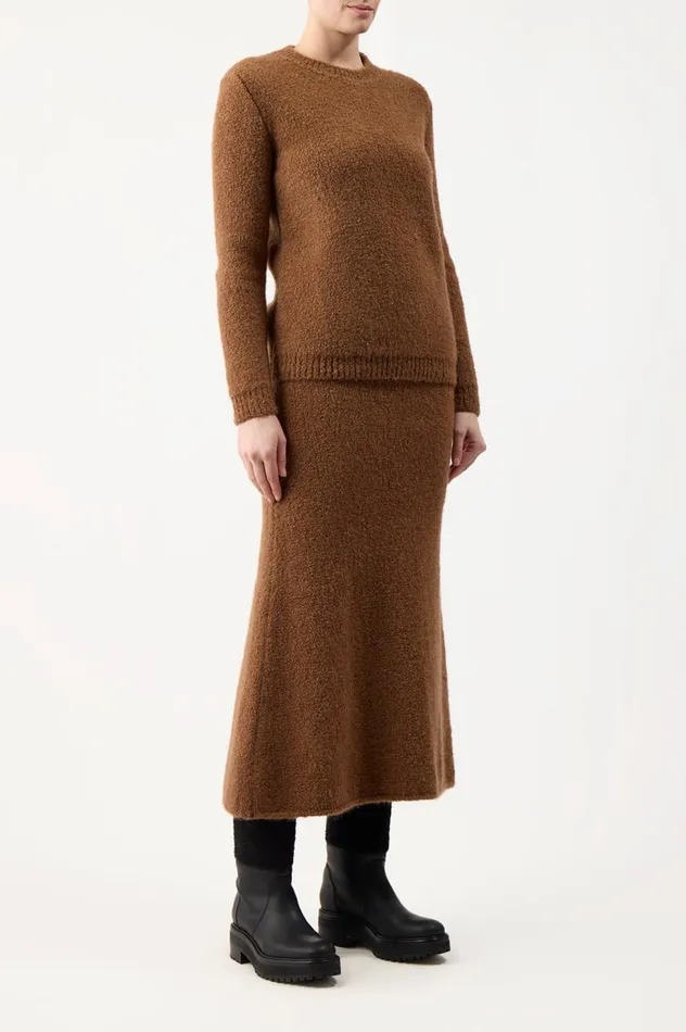 Women Knitwear Gabriela Hearst Pablo Knit Skirt In Cognac Cashmere Boucle