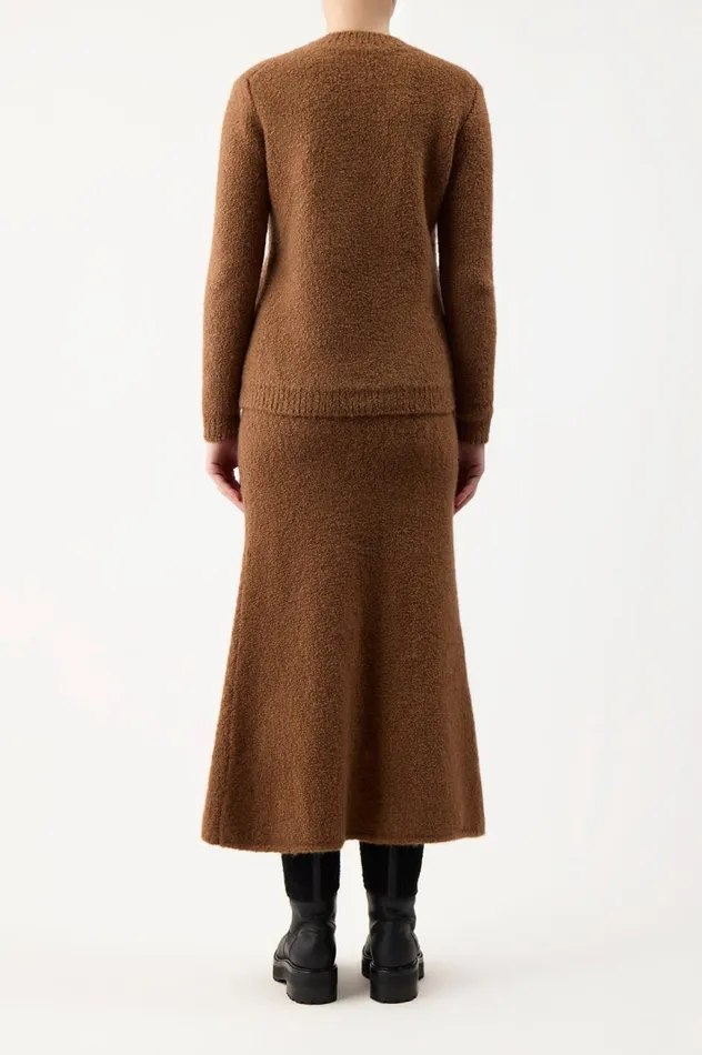 Women Knitwear Gabriela Hearst Pablo Knit Skirt In Cognac Cashmere Boucle