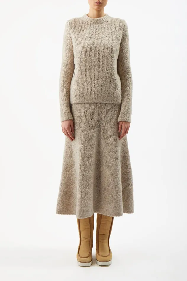 Women Knitwear Gabriela Hearst Pablo Knit Skirt In Oatmeal Cashmere Boucle