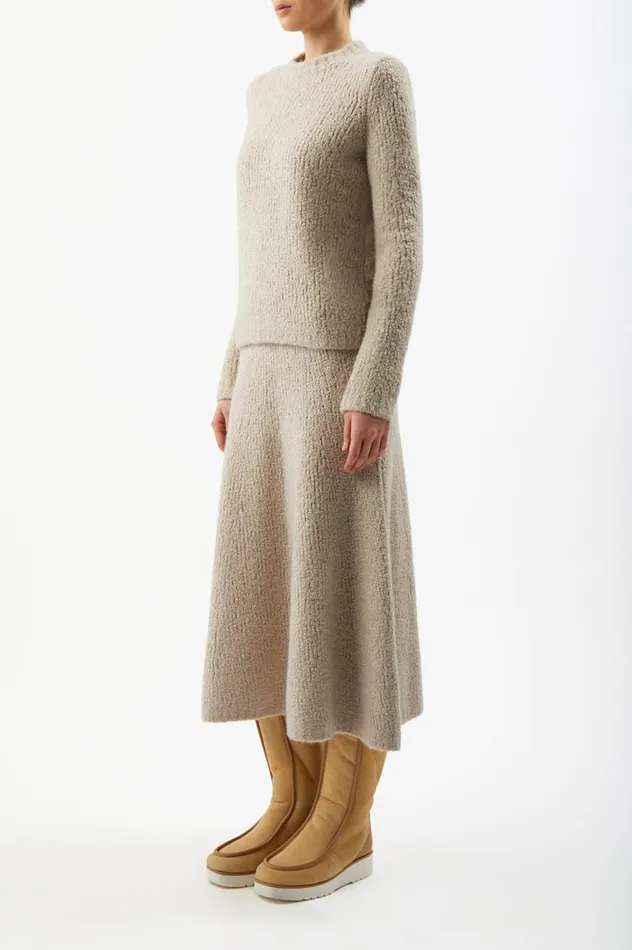 Women Knitwear Gabriela Hearst Pablo Knit Skirt In Oatmeal Cashmere Boucle