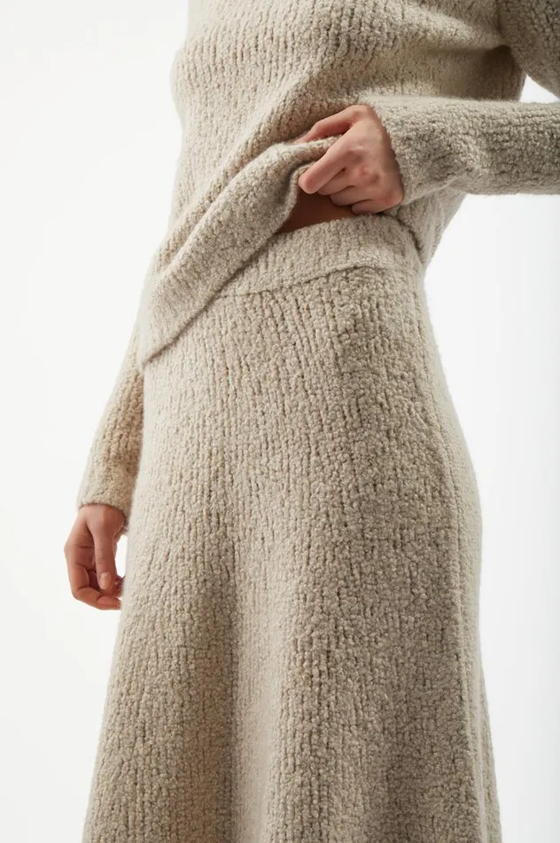 Women Knitwear Gabriela Hearst Pablo Knit Skirt In Oatmeal Cashmere Boucle