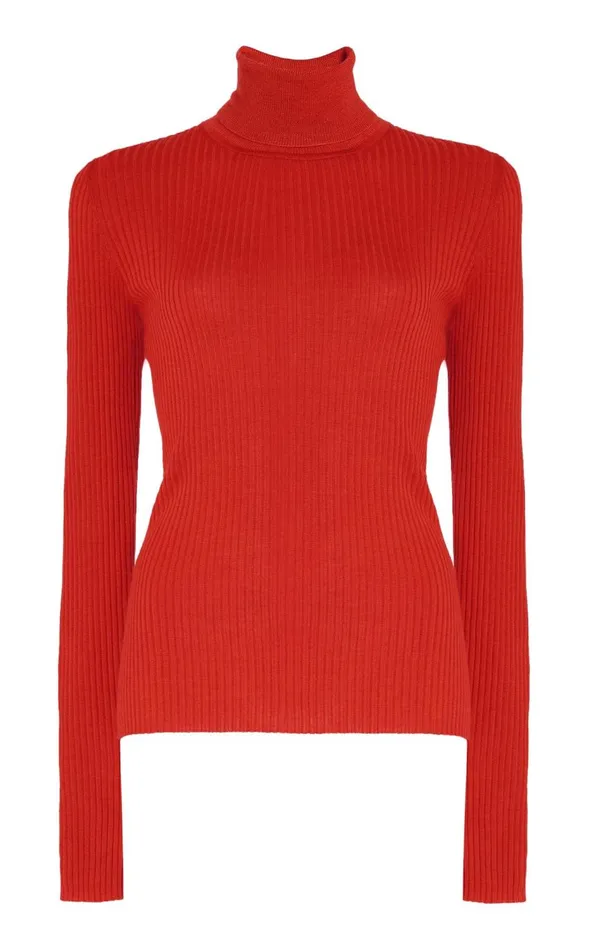 Women Knitwear Gabriela Hearst Peppe Knit Turtleneck In Red Cashmere Silk