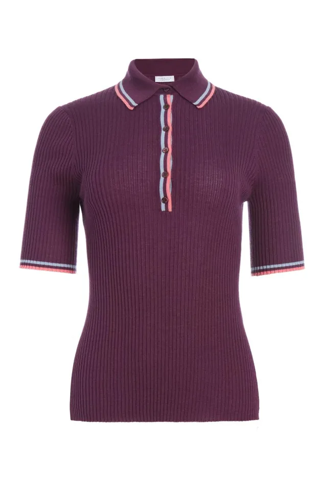 Women Knitwear Gabriela Hearst Perro Knit Polo In Italian Plum Cashmere Silk