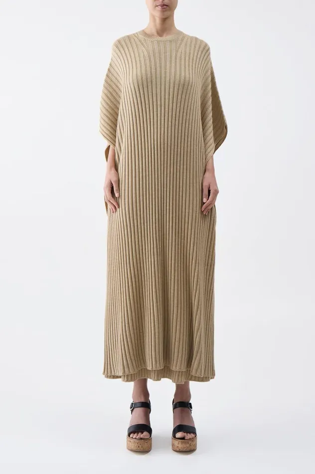Women Knitwear Gabriela Hearst Taos Knit Poncho In Hay Merino Wool Cashmere
