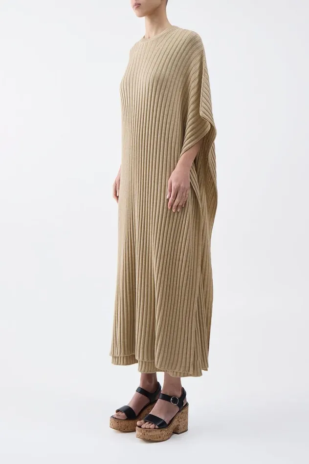 Women Knitwear Gabriela Hearst Taos Knit Poncho In Hay Merino Wool Cashmere