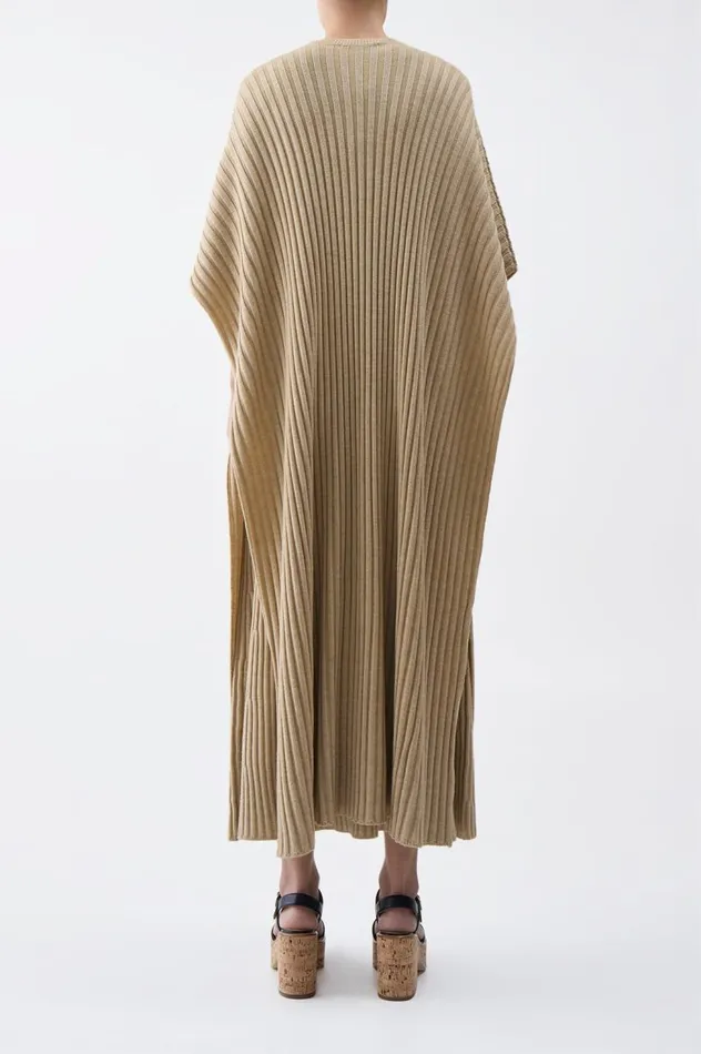 Women Knitwear Gabriela Hearst Taos Knit Poncho In Hay Merino Wool Cashmere