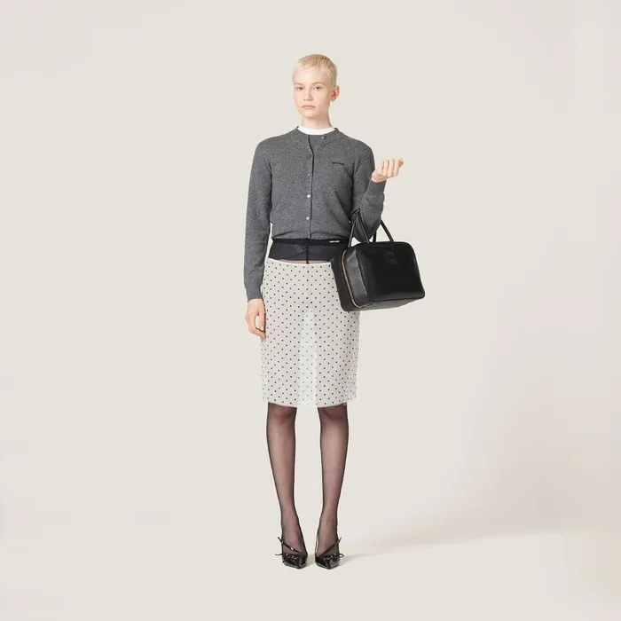 Women Knitwear Miu Miu Cashmere Knit Cardigan Slate Gray Women Knitwear Miu Miu Cashmere Knit Cardigan Slate Gray