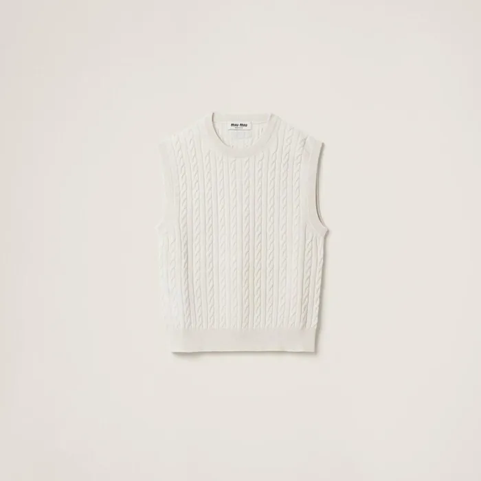 Women Knitwear Miu Miu Cashmere Knit Vest Chalk White