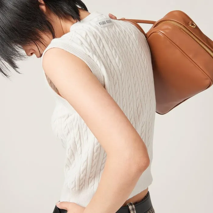 Women Knitwear Miu Miu Cashmere Knit Vest Chalk White Women Knitwear Miu Miu Cashmere Knit Vest Chalk White