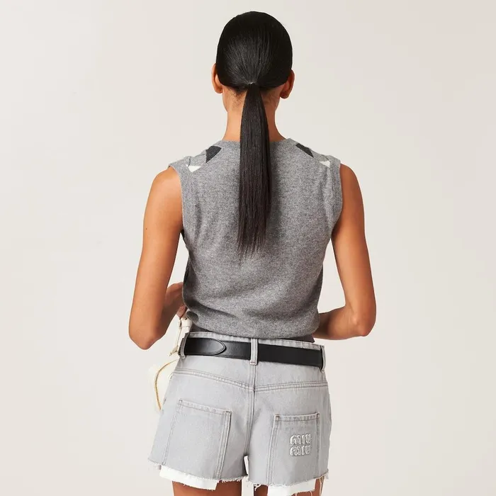 Women Knitwear Miu Miu Cashmere Knit Vest Marble Gray Women Knitwear Miu Miu Cashmere Knit Vest Marble Gray
