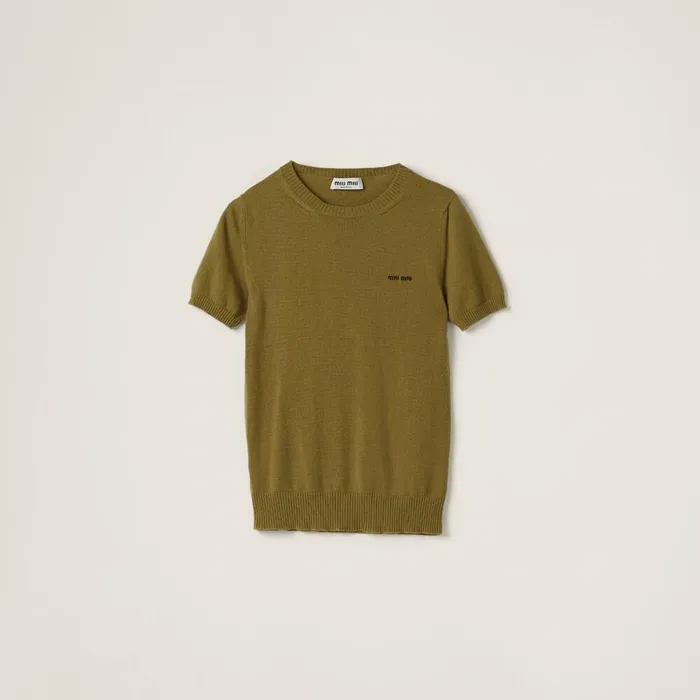 Women Knitwear Miu Miu Cashmere Sweater Fern Green