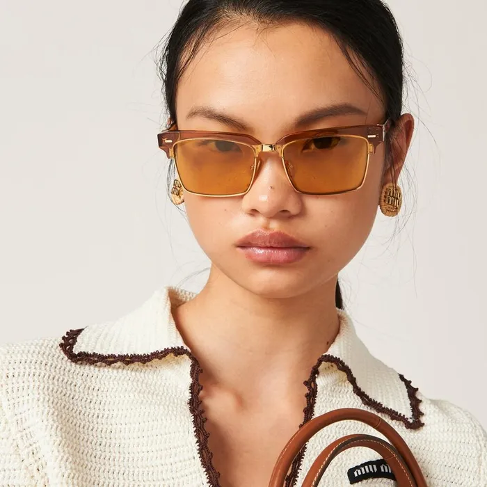 Women Knitwear Miu Miu Crocheted Cotton Polo Shirt Ivorycocoa Brown Women Knitwear Miu Miu Crocheted Cotton Polo Shirt Ivorycocoa Brown