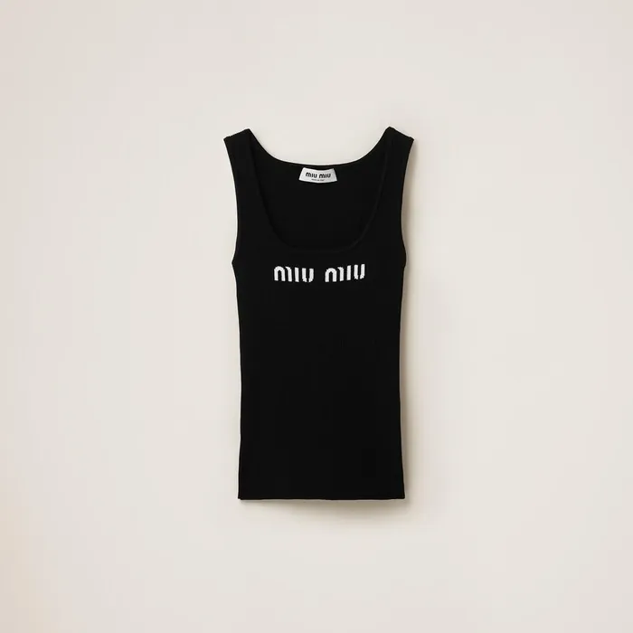 Women Knitwear Miu Miu Viscose Tank Top Black