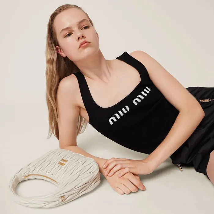 Women Knitwear Miu Miu Viscose Tank Top Black Women Knitwear Miu Miu Viscose Tank Top Black