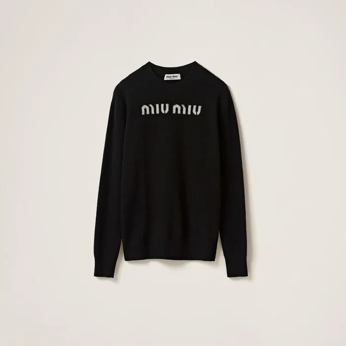 Women Knitwear Miu Miu Wool And Cashmere Sweater Black