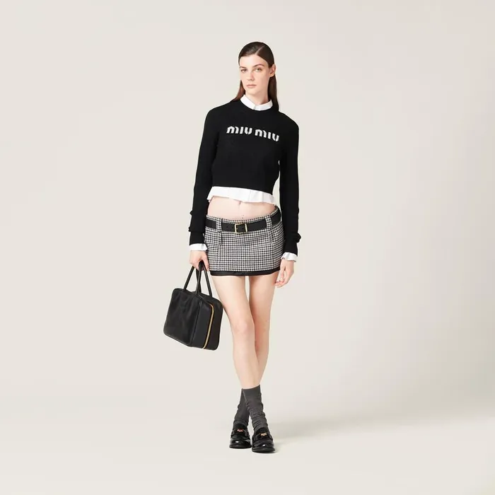 Women Knitwear Miu Miu Wool And Cashmere Sweater Black Women Knitwear Miu Miu Wool And Cashmere Sweater Black