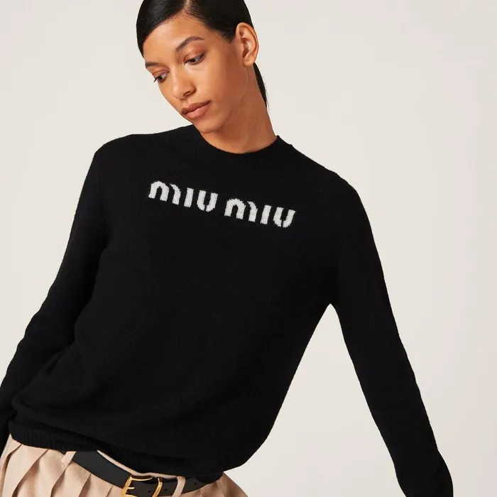 Women Knitwear Miu Miu Wool And Cashmere Sweater Black Women Knitwear Miu Miu Wool And Cashmere Sweater Black