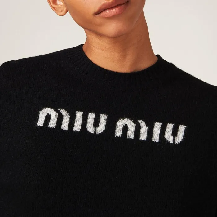 Women Knitwear Miu Miu Wool And Cashmere Sweater Black Women Knitwear Miu Miu Wool And Cashmere Sweater Black