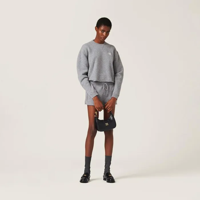Women Knitwear Miu Miu Wool And Cashmere Sweater Grey Women Knitwear Miu Miu Wool And Cashmere Sweater Grey